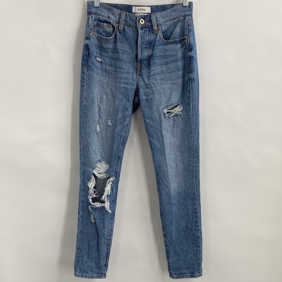 Pistola Distressed Slim Straight Jeans Button Fly Mid Rise Casual Size 24 - Picture 1 of 10